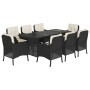 Set de comedor de jardín 9 pzas y cojines ratán sintético negro de , Conjuntos de jardín - Ref: Foro24-3211879, Precio: 970,84 €