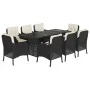 Set de comedor de jardín 9 pzas y cojines ratán sintético negro de , Conjuntos de jardín - Ref: Foro24-3211879, Precio: 951,0...