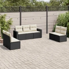 7-piece garden dining set with black synthetic rattan cushions by , Modular outdoor sofas - Ref: Foro24-3251163, Price: 395,9...