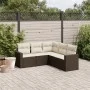 5-piece garden dining set with brown synthetic rattan cushions by , Modular outdoor sofas - Ref: Foro24-3251290, Price: 366,3...