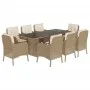 Set comedor de jardín 9 pzas con cojines ratán sintético beige de , Conjuntos de jardín - Ref: Foro24-3211887, Precio: 1,00 €...