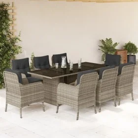 Garten Esszimmer Set 9-tlg Kissen synthetisches Rattan hellgrau von , Gartensets - Ref: Foro24-3211891, Preis: 1,00 €, Rabatt: %