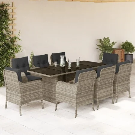 Garden dining set 9 pieces with light gray synthetic rattan cushions by , Garden sets - Ref: Foro24-3211891, Price: 1,00 €, D...
