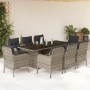 Garden dining set 9 pieces with light gray synthetic rattan cushions by , Garden sets - Ref: Foro24-3211891, Price: 980,61 €,...
