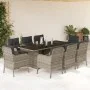 Garden dining set 9 pieces with light gray synthetic rattan cushions by , Garden sets - Ref: Foro24-3211891, Price: 1,00 €, D...