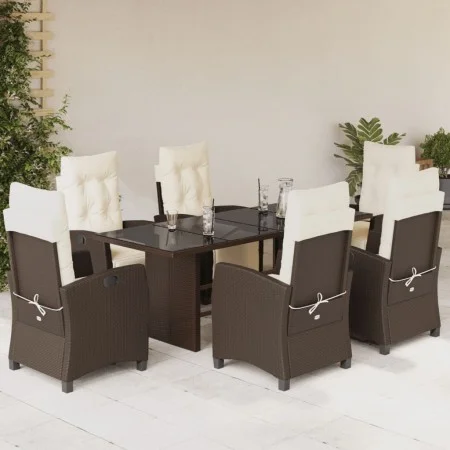7-piece garden dining set with brown synthetic rattan cushions by , Garden sets - Ref: Foro24-3212922, Price: 979,98 €, Disco...