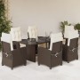 Set comedor de jardín 7 pzas con cojines ratán sintético marrón de , Conjuntos de jardín - Ref: Foro24-3212922, Precio: 956,17 €