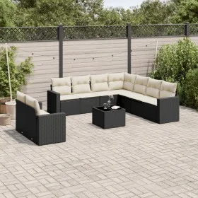 Garden sofa set 10 pieces with black synthetic rattan cushions by , Modular outdoor sofas - Ref: Foro24-3251493, Price: 618,2...