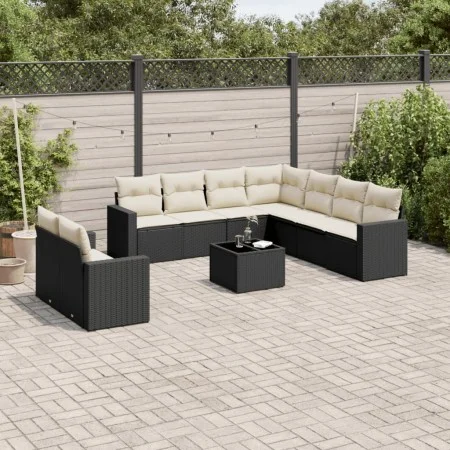 Garden sofa set 10 pieces with black synthetic rattan cushions by , Modular outdoor sofas - Ref: Foro24-3251493, Price: 618,2...