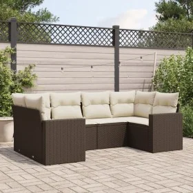 Set of 6 garden sofas and brown synthetic rattan cushions by , Modular outdoor sofas - Ref: Foro24-3251720, Price: 450,19 €, ...