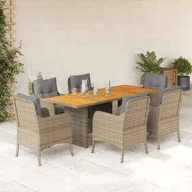 7-piece garden dining set with beige synthetic rattan cushions by , Garden sets - Ref: Foro24-3211902, Price: 864,44 €, Disco...