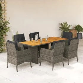 Garden dining set 7 pieces and gray synthetic rattan cushions by , Garden sets - Ref: Foro24-3211898, Price: 858,92 €, Discou...