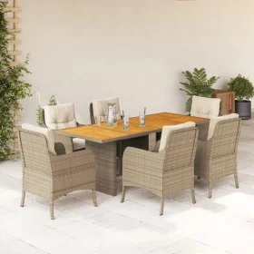 7-teiliges Garten-Esszimmer-Set mit Kissen synthetisches Rattan beige von , Gartensets - Ref: Foro24-3211900, Preis: 871,59 €...