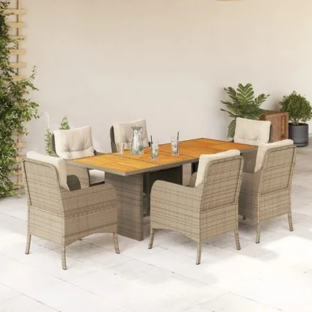 7-piece garden dining set with beige synthetic rattan cushions by , Garden sets - Ref: Foro24-3211900, Price: 871,59 €, Disco...