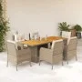 7-piece garden dining set with beige synthetic rattan cushions by , Garden sets - Ref: Foro24-3211900, Price: 871,59 €, Disco...