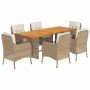 Set comedor de jardín 7 pzas con cojines ratán sintético beige de , Conjuntos de jardín - Ref: Foro24-3211900, Precio: 880,77...
