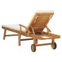 Sun lounger with solid cream teak wood cushion by vidaXL, Loungers - Ref: Foro24-48022, Price: 290,53 €, Discount: %