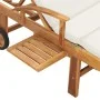 Sun lounger with solid cream teak wood cushion by vidaXL, Loungers - Ref: Foro24-48022, Price: 290,53 €, Discount: %