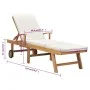 Sun lounger with solid cream teak wood cushion by vidaXL, Loungers - Ref: Foro24-48022, Price: 290,53 €, Discount: %