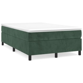 Cama box spring con colchón terciopelo verde oscuro 120x190 cm