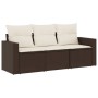 Set aus 3-teiligen Gartensofas und Kissen, synthetisches Rattanbraun von , Gartensets - Ref: Foro24-3218653, Preis: 204,78 €,...