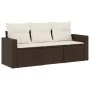 Three-piece garden sofa set and brown synthetic rattan cushions. by , Garden sets - Ref: Foro24-3218653, Price: 212,37 €, Dis...