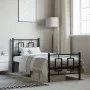 Bed frame with headboard and black metal footboard 75x190 cm by , Beds and slatted bases - Ref: Foro24-374249, Price: 77,80 €...
