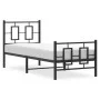 Bed frame with headboard and black metal footboard 75x190 cm by , Beds and slatted bases - Ref: Foro24-374249, Price: 77,80 €...