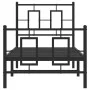 Bed frame with headboard and black metal footboard 75x190 cm by , Beds and slatted bases - Ref: Foro24-374249, Price: 77,80 €...