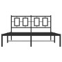 Estructura de cama con cabecero metal negro 135x190 cm de , Camas y somieres - Ref: Foro24-374240, Precio: 107,42 €, Descuent...