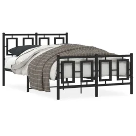 Bed frame with headboard and footboard black metal 120x190 cm by , Beds and slatted bases - Ref: Foro24-374256, Price: 123,35...