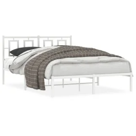Metal bed frame with white headboard 135x190 cm by , Beds and slatted bases - Ref: Foro24-374289, Price: 101,11 €, Discount: %