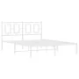 Estructura de cama de metal con cabecero blanca 135x190 cm de , Camas y somieres - Ref: Foro24-374289, Precio: 101,11 €, Desc...
