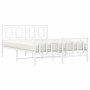 Estructura cama metal con cabecero y estribo blanco 135x190 cm de , Camas y somieres - Ref: Foro24-374307, Precio: 123,50 €, ...