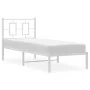 Estructura de cama de metal con cabecero blanco 75x190 cm de , Camas y somieres - Ref: Foro24-374280, Precio: 62,41 €, Descue...