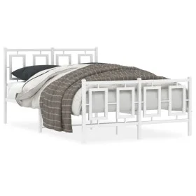 Metal bed frame with headboard and white footboard 120x190 cm by , Beds and slatted bases - Ref: Foro24-374305, Price: 117,68...