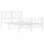 Metal bed frame with headboard and white footboard 120x190 cm by , Beds and slatted bases - Ref: Foro24-374305, Price: 117,68...