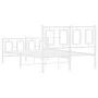 Metal bed frame with headboard and white footboard 120x190 cm by , Beds and slatted bases - Ref: Foro24-374305, Price: 117,68...