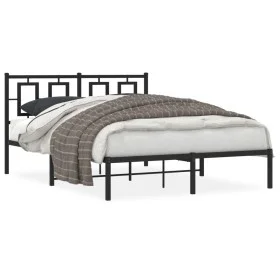 Bed frame with black metal headboard 140x200 cm by , Beds and slatted bases - Ref: Foro24-374242, Price: 141,09 €, Discount: %