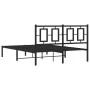 Estructura de cama con cabecero metal negro 140x200 cm de , Camas y somieres - Ref: Foro24-374242, Precio: 141,09 €, Descuent...
