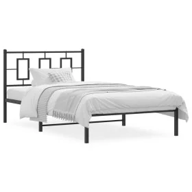 Bed frame with black metal headboard 107x203 cm by , Beds and slatted bases - Ref: Foro24-374237, Price: 79,23 €, Discount: %