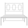 Metal bed frame with white headboard 90x190 cm by , Beds and slatted bases - Ref: Foro24-374282, Price: 69,22 €, Discount: %