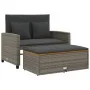 Garden sofa with cushions, 2 seats, synthetic rattan, gray wood by , Outdoor sofas - Ref: Foro24-365142, Price: 309,47 €, Dis...