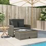 Garden sofa with cushions, 2 seats, synthetic rattan, gray wood by , Outdoor sofas - Ref: Foro24-365142, Price: 309,47 €, Dis...