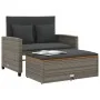 Garden sofa with cushions, 2 seats, synthetic rattan, gray wood by , Outdoor sofas - Ref: Foro24-365142, Price: 309,47 €, Dis...