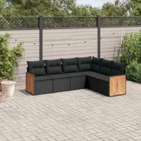 6-piece garden sofa set with black synthetic rattan cushions by , Garden sets - Ref: Foro24-3260081, Price: 400,10 €, Discoun...