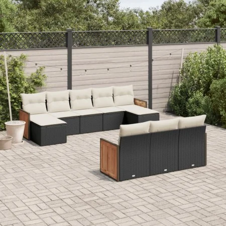 Garden sofa set 10 pieces with black synthetic rattan cushions by , Garden sets - Ref: Foro24-3260495, Price: 613,69 €, Disco...