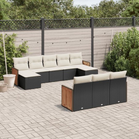 Set Gartensofas 10 Stück Kissen synthetisches Rattan schwarz von , Gartensets - Ref: Foro24-3260495, Preis: 603,55 €, Rabatt: %