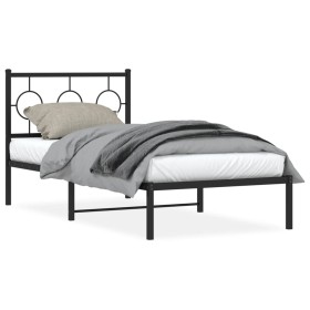 Bettgestell mit schwarzem Metallkopfteil 90x190 cm von , Betten und Lattenroste - Ref: Foro24-376218, Preis: 66,37 €, Rabatt: %