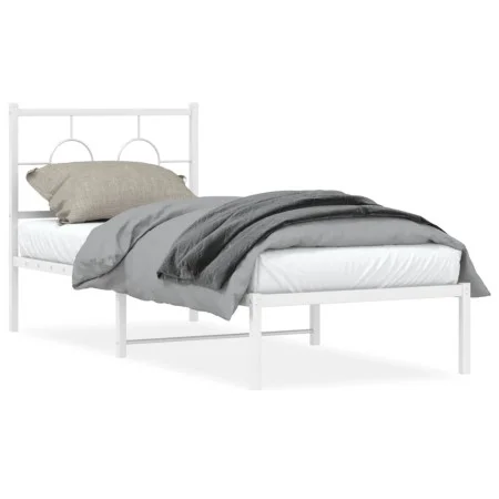 Bettgestell aus Metall mit weißem Kopfteil 80x200 cm von , Betten und Lattenroste - Ref: Foro24-376266, Preis: 69,49 €, Rabat...